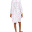 Miss Elaine Wo Brushed Back Floral-print Satin Nightgown Pink Floral Stems On Aqua