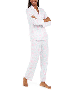 Miss Elaine Wo Floral-print Knit Pajama Set Pink / Mint Abstract Floral thumbnail 1