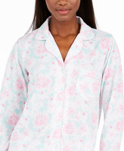 Miss Elaine Wo Floral-print Knit Pajama Set Pink / Mint Abstract Floral thumbnail 2