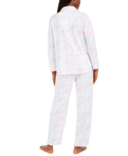 Miss Elaine Wo Floral-print Knit Pajama Set Pink / Mint Abstract Floral thumbnail 3