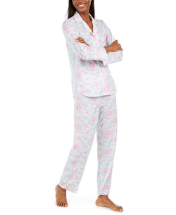 Miss Elaine Wo Floral-print Knit Pajama Set Pink / Mint Abstract Floral thumbnail 4