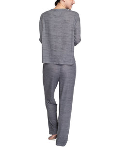 Muk Luks Butter-knit V-neck & Flare-leg Pants Lounge Set Gray thumbnail 2