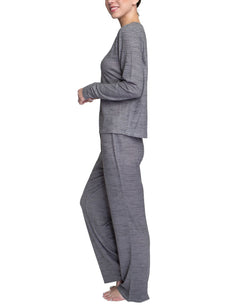 Muk Luks Butter-knit V-neck & Flare-leg Pants Lounge Set Gray thumbnail 3