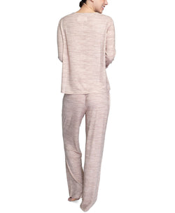 Muk Luks Butter-knit V-neck & Flare-leg Pants Lounge Set Mauve thumbnail 2