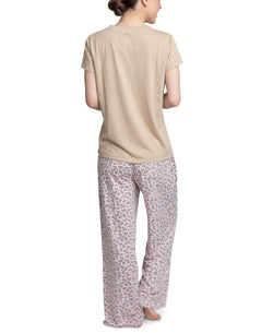 Muk Luks Knit Pajama Set Beige/pnk thumbnail 3