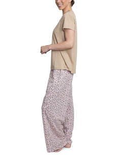 Muk Luks Knit Pajama Set Beige/pnk thumbnail 4