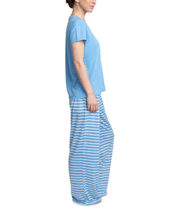 Muk Luks Knit Pajama Set Blue/stripe thumbnail 2