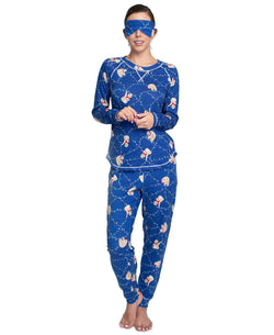 Muk Luks Plus Printed Hacci Pajamas & Sleep Mask Set Sloths thumbnail 1