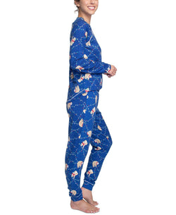 Muk Luks Plus Printed Hacci Pajamas & Sleep Mask Set Sloths thumbnail 2