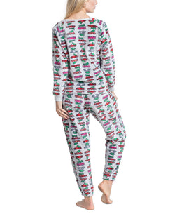 Muk Luks Printed Dimple Fleece Cozy Pajama Set Holidayvac thumbnail 2