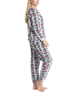 Muk Luks Printed Dimple Fleece Cozy Pajama Set Holidayvac thumbnail 3