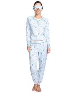 Muk Luks Printed Hacci Pajamas & Sleep Mask Set Bear thumbnail 1