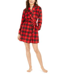 Muk Luks Wo Cozy Short Fleece Robe Buffalo Check thumbnail 1