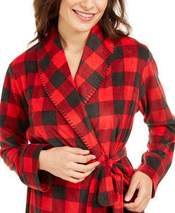 Muk Luks Wo Cozy Short Fleece Robe Buffalo Check thumbnail 2