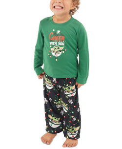Munki Munki Matching Toddler Holiday Baby Yoda Family Pajama Set Green thumbnail 1