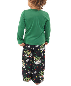 Munki Munki Matching Toddler Holiday Baby Yoda Family Pajama Set Green thumbnail 2