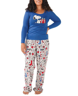 Munki Munki Muni Munki Matching Wo Snoopy Holiday Family Pajama Set Grey thumbnail 1