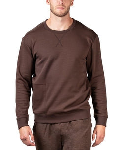 Natori Bagani Classic-fit Brushed Fleece Pajama Sweatshirt Espresso thumbnail 1