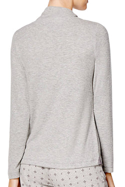 Nautica Heather-Grey Cowl-Neck Knit Lounge Top thumbnail 3