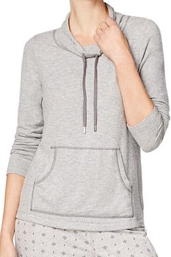 Nautica Heather-Grey Cowl-Neck Knit Lounge Top thumbnail 1
