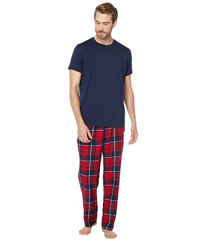 Nautica Men's Flannel Pajama Set deep anchor heather