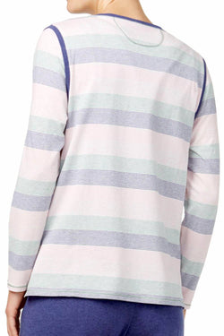 Nautica Multi-Stripe Brushed-Jersey PJ Cardigan thumbnail 4