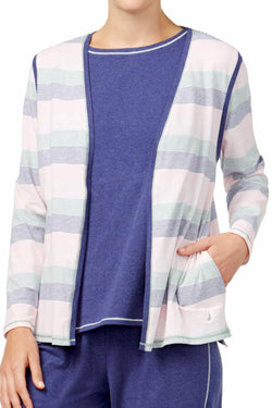 Nautica Multi-Stripe Brushed-Jersey PJ Cardigan thumbnail 1