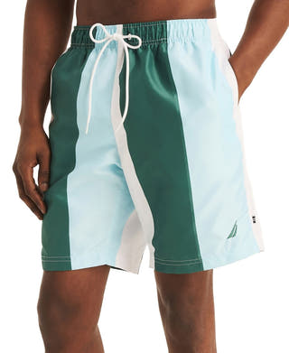 Nautica Vertical Stripe 6" Swim Trunks - Hunter Green