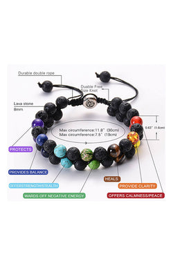 OM Double-Layer Spaced 7-Chakra / Lava Stone Adjustable Healing Bracelet thumbnail 2