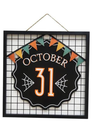 October 31 Hanging Wall Sign Festive Halloween Charm