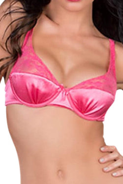 Oh La La Cheri Tres Sexy Pink Satin/Lace Demi Bra thumbnail 1