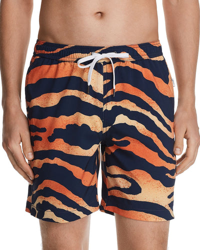 Onia Charles Animal Spray Print Swim Trunks Deep Navy