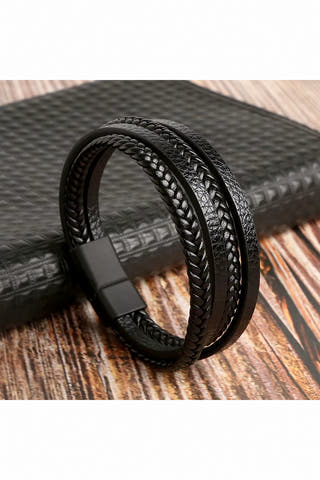 Onyx Ridge Men’s Multi-Strand Leather Bracelet