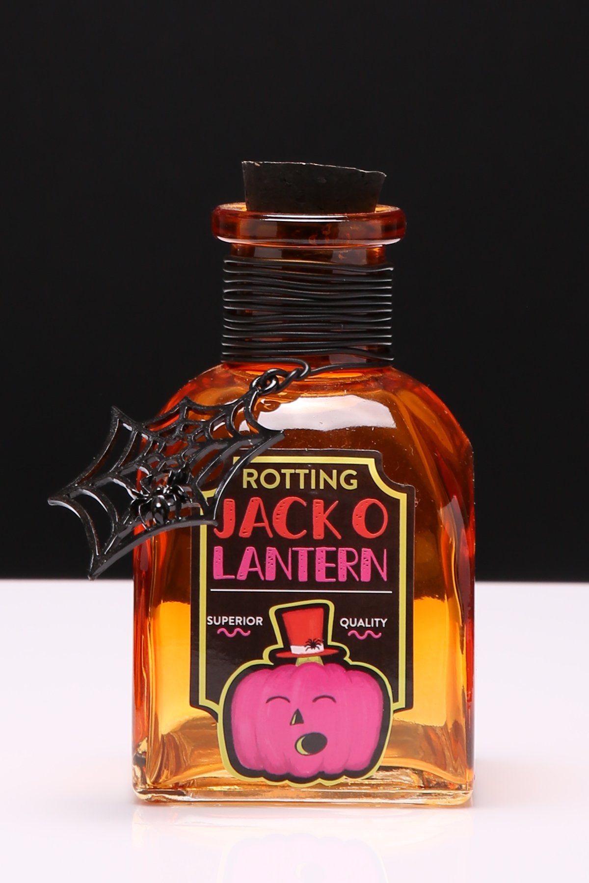 Orange Potion Bottle with Spider Web Charm