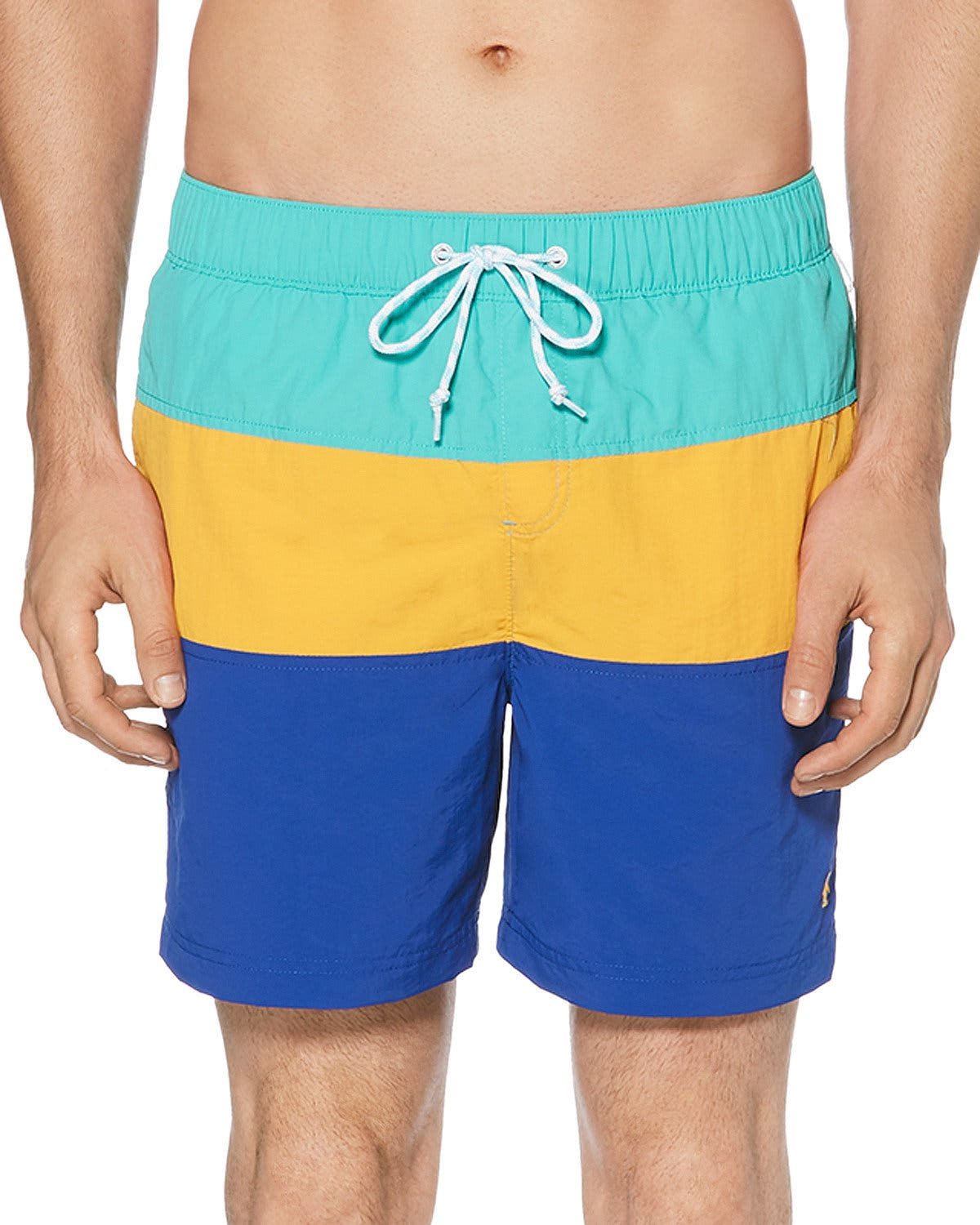 Original Penguin Daddy Colorblock Swim Short in Cadmium Yellow