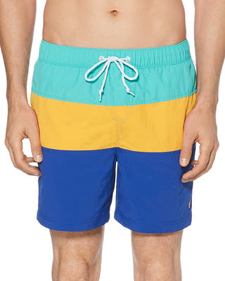 Original Penguin Daddy Colorblock Swim Short in Cadmium Yellow