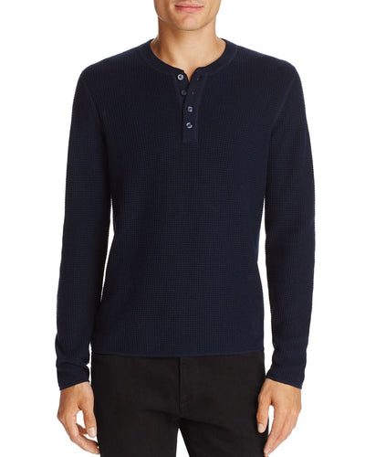 Original Penguin Long Sleeve Waffle Henley Dark Sapphire