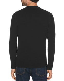 Original Penguin Long Sleeve Waffle Henley True Black thumbnail 2