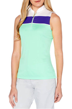 PGA TOUR Beach Glass Mock Neck Quarter Zip Sleeveless Golf Top thumbnail 1