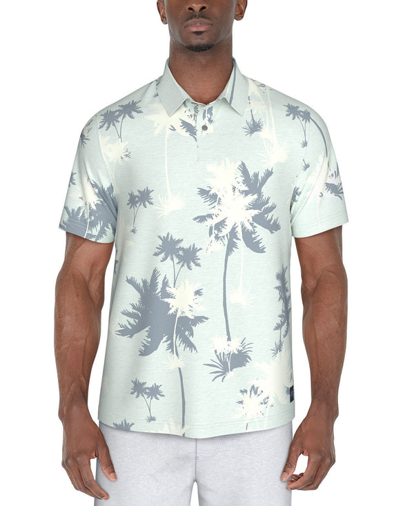 PGA TOUR Men Oversized Palm Print Short Sleeve Performance Polo
