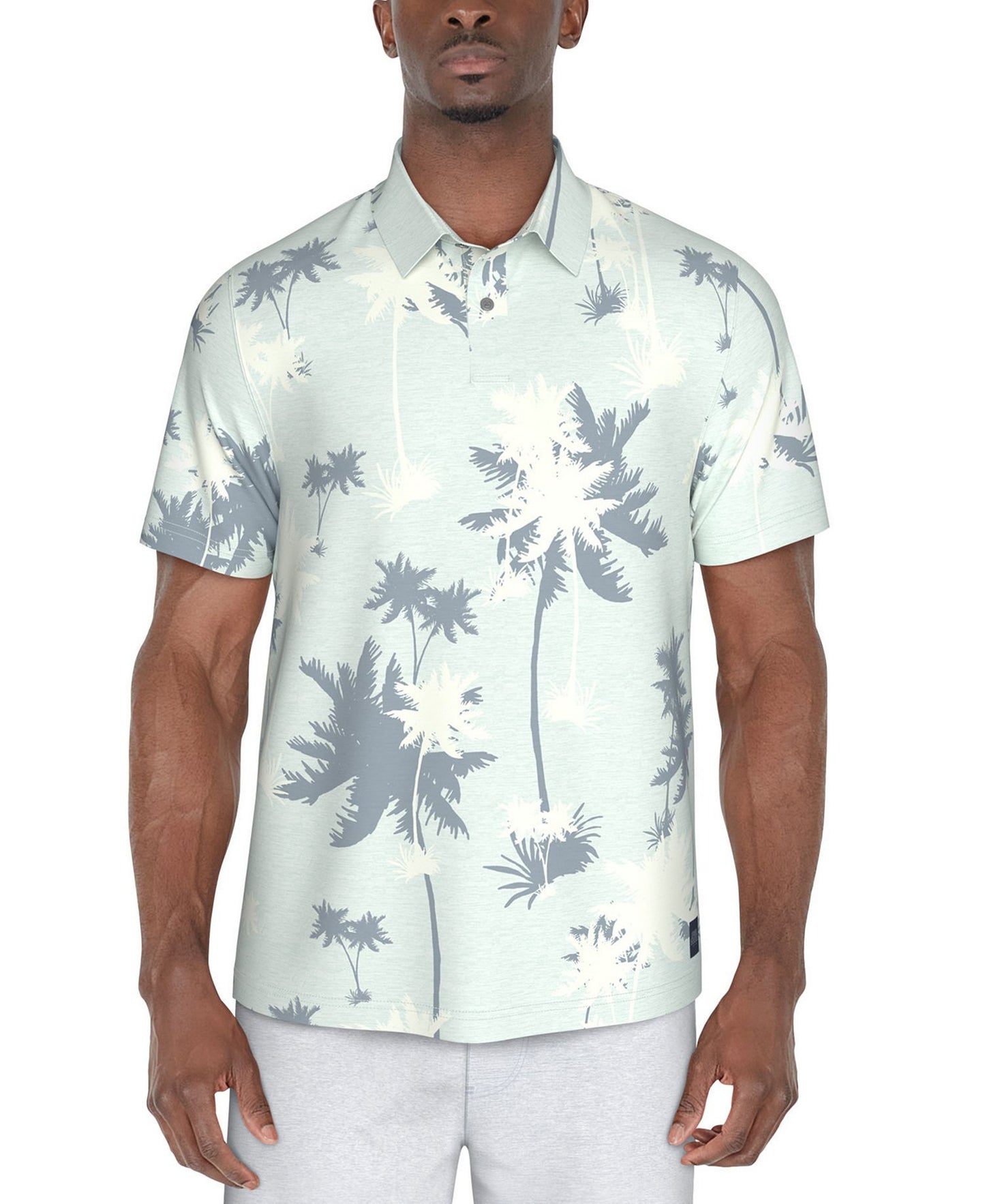 PGA TOUR Men Oversized Palm Print Short Sleeve Performance Polo