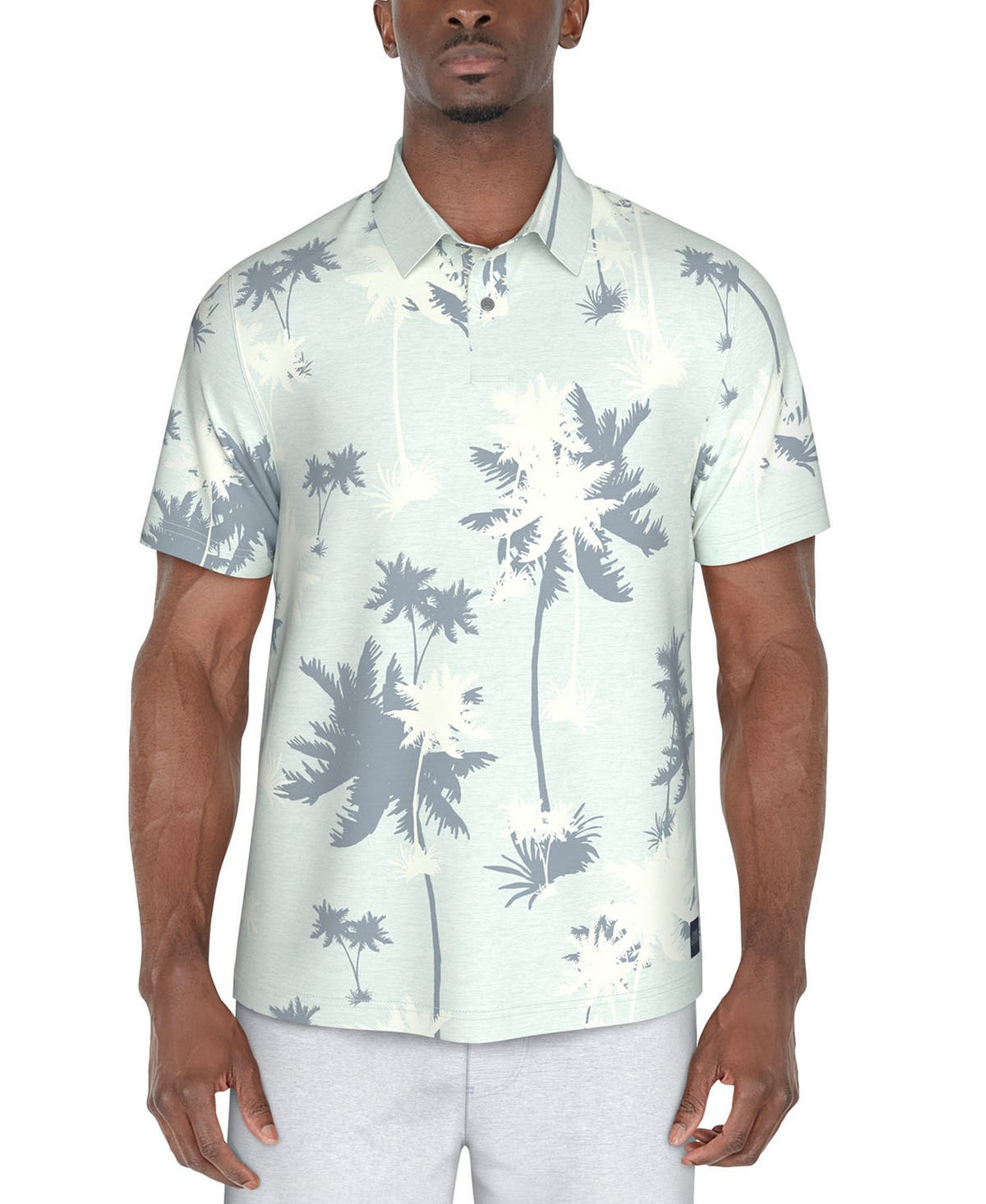 PGA TOUR Men Oversized Palm Print Short Sleeve Performance Polo