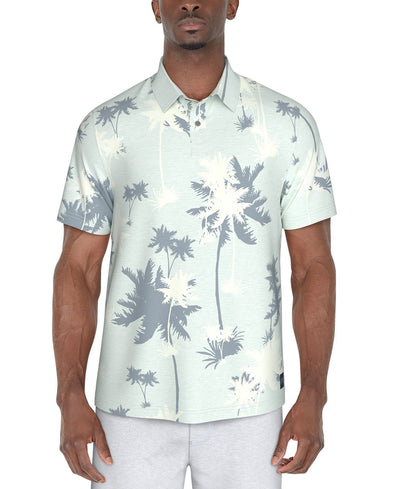 PGA TOUR Men Oversized Palm Print Short Sleeve Performance Polo