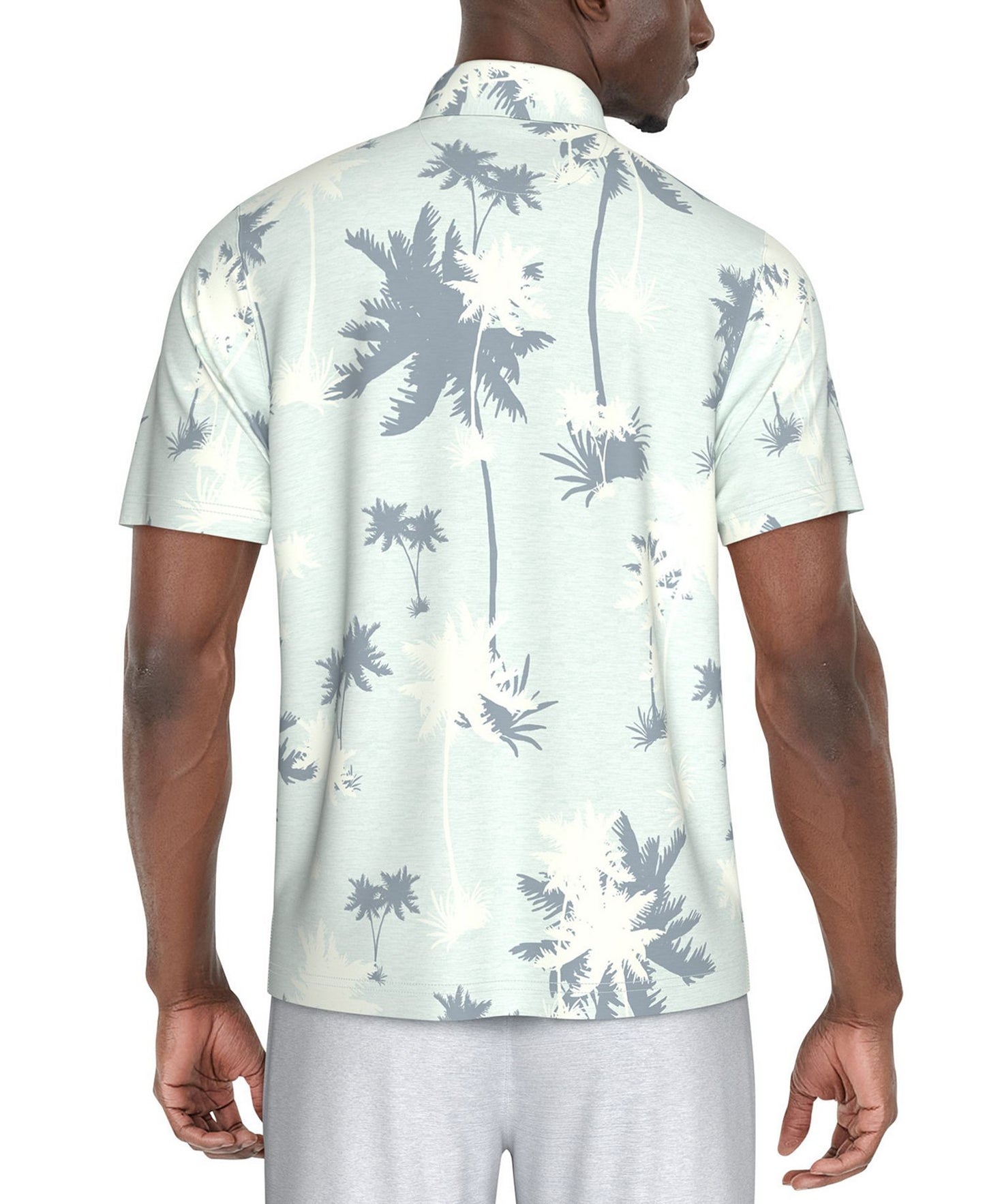 PGA TOUR Men Oversized Palm Print Short Sleeve Performance Polo