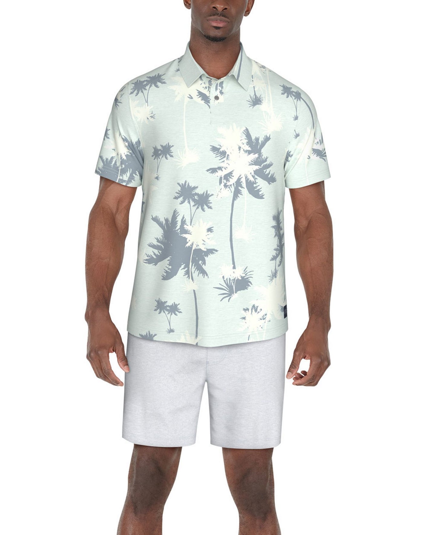 PGA TOUR Men Oversized Palm Print Short Sleeve Performance Polo
