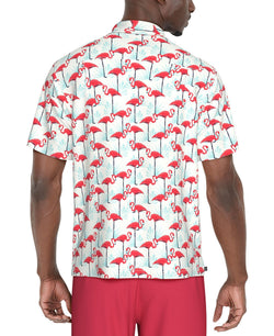 PGA TOUR Men Short Sleeve Performance Flamingo Print Polo Shirt thumbnail 2