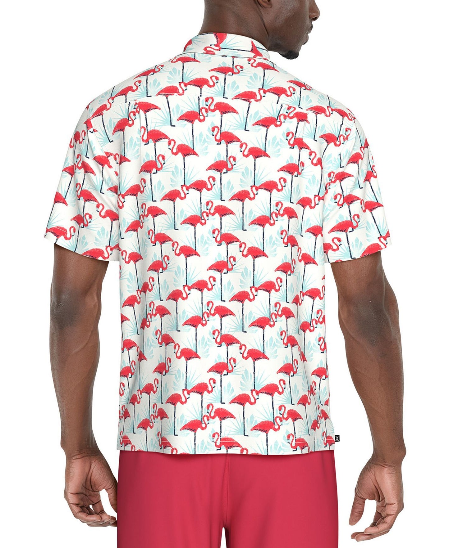 PGA TOUR Men Short Sleeve Performance Flamingo Print Polo Shirt