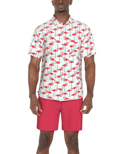 PGA TOUR Men Short Sleeve Performance Flamingo Print Polo Shirt thumbnail 3