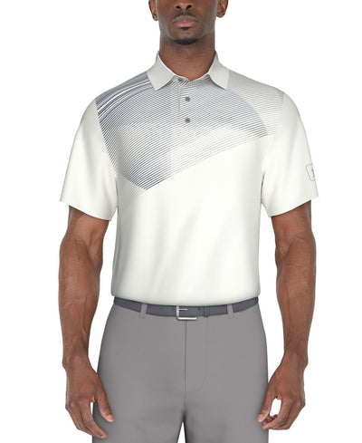 PGA TOUR Stretch Performance Asymmetrical Geo-Print Golf Polo