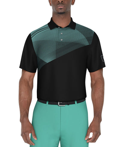 PGA TOUR Stretch Performance Asymmetrical Geo-Print Golf Polo